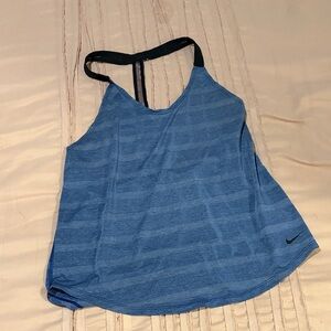 Nike Blue and Black Striped Tank Top